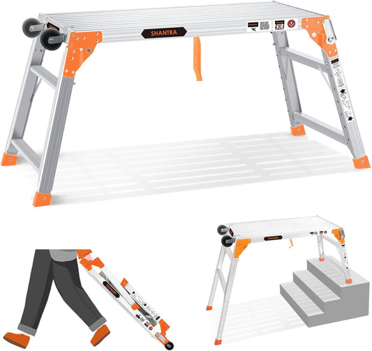 Multifunctional & Adjustable Work Platform with Wheels