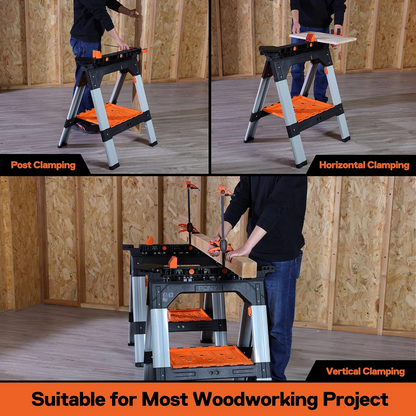 PONY 2-Pack Clamping Sawhorses, 1200 LBS Load Capacity