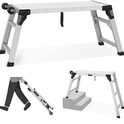 Multifunctional & Adjustable Work Platform with Wheels