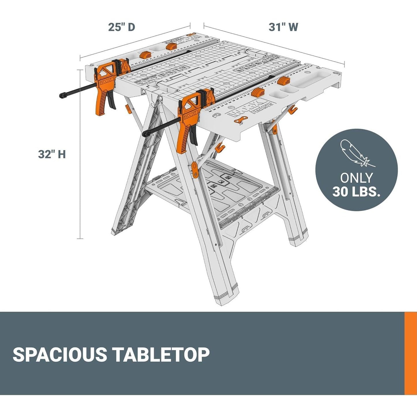Worx Pegasus 2-in-1 Folding Work Table & Sawhorse
